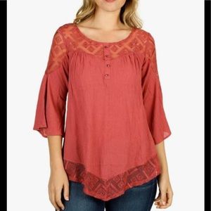 Brand new Corvia Lace Yoke & Hem Blouse